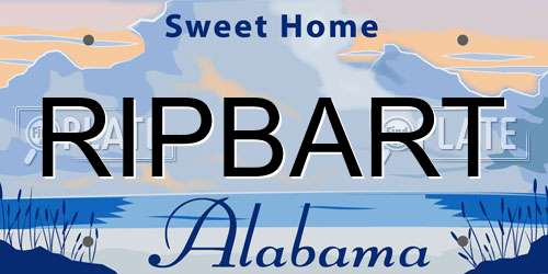 RIPBART Alabama License Plate
