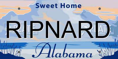 RIPNARD Alabama License Plate