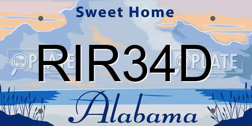 RIR34D Alabama License Plate