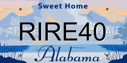 RIRE40 Alabama License Plate