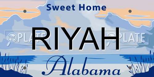 RIYAH Alabama License Plate