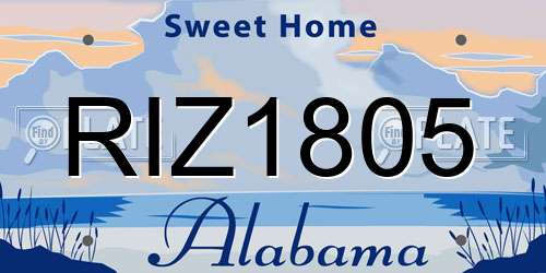 RIZ1805 Alabama License Plate