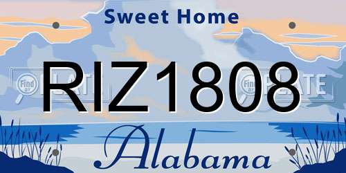 RIZ1808 Alabama License Plate
