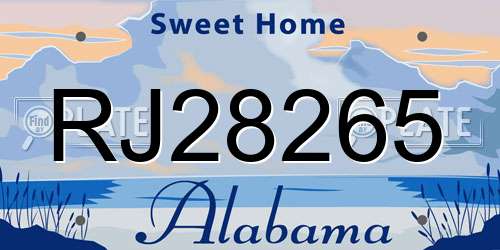 RJ28265 Alabama License Plate
