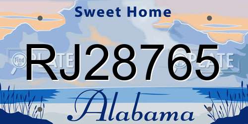 RJ28765 Alabama License Plate