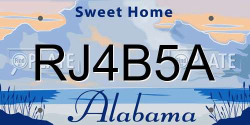 RJ4B5A Alabama License Plate