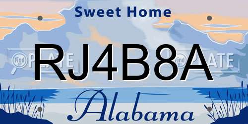 RJ4B8A Alabama License Plate