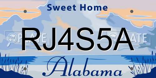 RJ4S5A Alabama License Plate