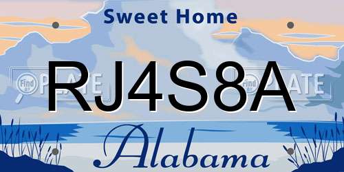 RJ4S8A Alabama License Plate