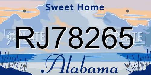 RJ78265 Alabama License Plate
