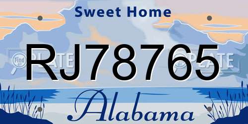 RJ78765 Alabama License Plate