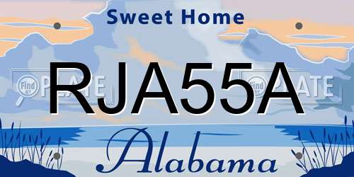 RJA55A Alabama License Plate