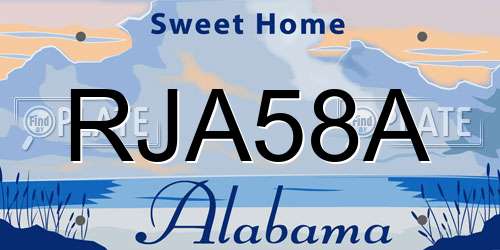 RJA58A Alabama License Plate