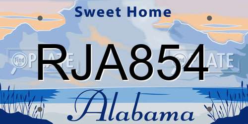 RJA854 Alabama License Plate