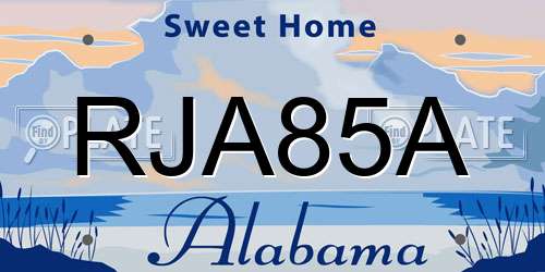RJA85A Alabama License Plate