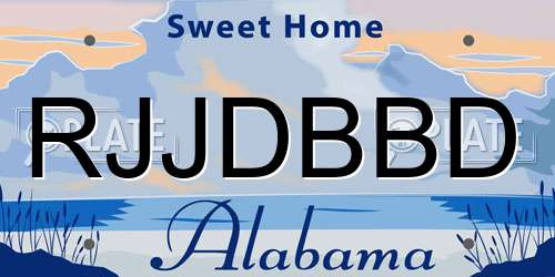 RJJDBBD Alabama License Plate