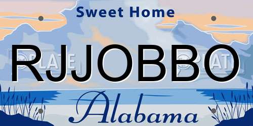 RJJOBBO Alabama License Plate