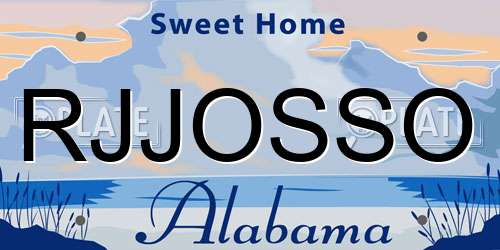 RJJOSSO Alabama License Plate