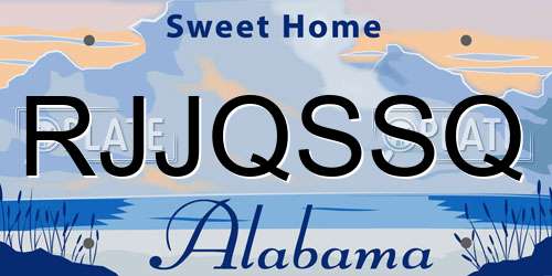 RJJQSSQ Alabama License Plate