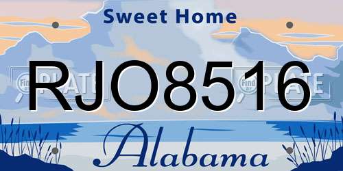 RJO8516 Alabama License Plate