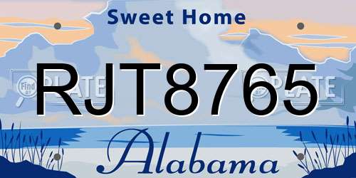 RJT8765 Alabama License Plate