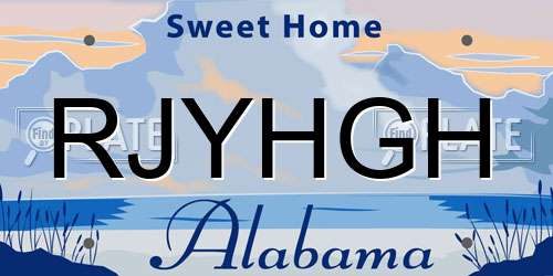 RJYHGH Alabama License Plate