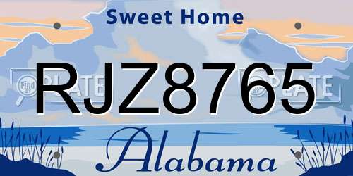 RJZ8765 Alabama License Plate