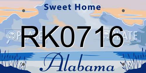 RK0716 Alabama License Plate