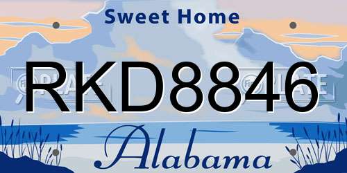 RKD8846 Alabama License Plate