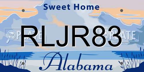 RLJR83 Alabama License Plate