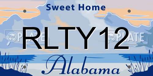 RLTY12 Alabama License Plate
