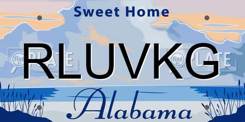 RLUVKG Alabama License Plate
