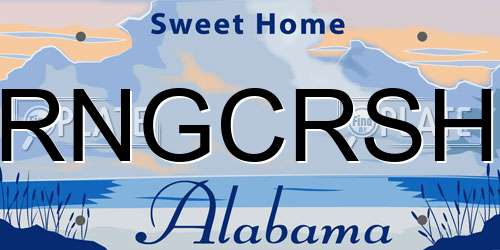 RNGCRSH Alabama License Plate