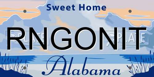 RNGONIT Alabama License Plate