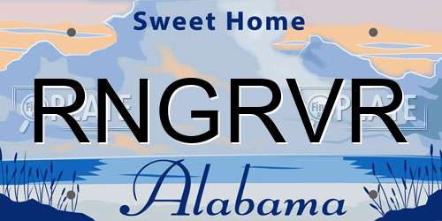 RNGRVR Alabama License Plate