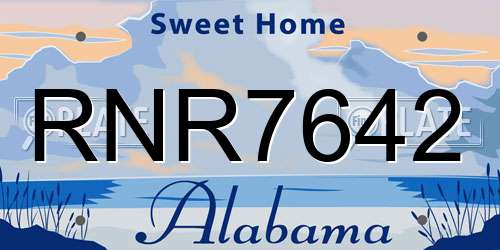 RNR7642 Alabama License Plate