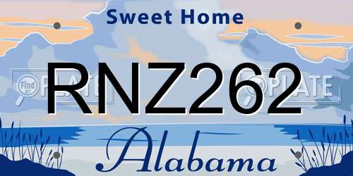 RNZ262 Alabama License Plate