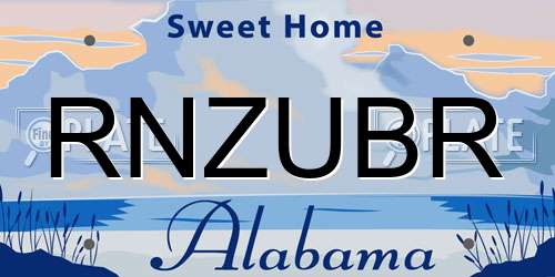 RNZUBR Alabama License Plate