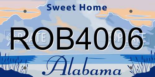 ROB4006 Alabama License Plate
