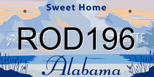 ROD196 Alabama License Plate