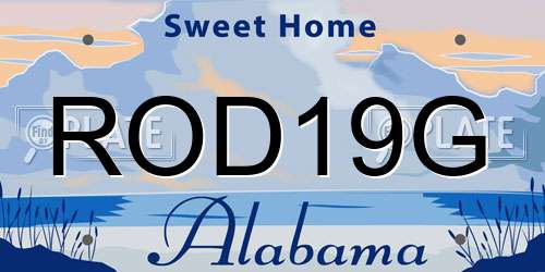ROD19G Alabama License Plate