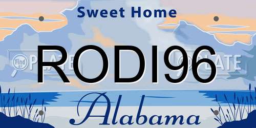 RODI96 Alabama License Plate