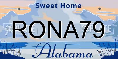 RONA79 Alabama License Plate