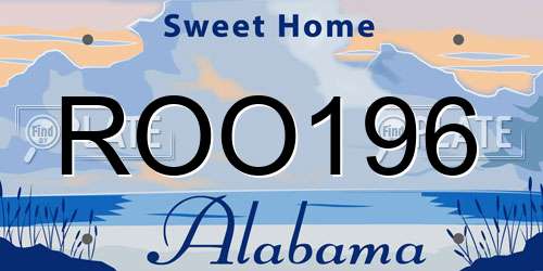 ROO196 Alabama License Plate