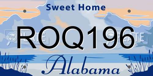 ROQ196 Alabama License Plate