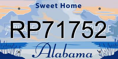 RP71752 Alabama License Plate