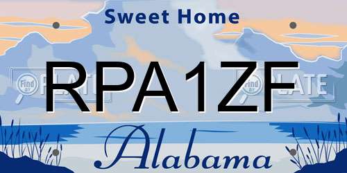 RPA1ZF Alabama License Plate