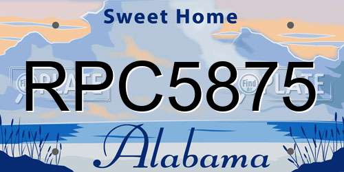 RPC5875 Alabama License Plate