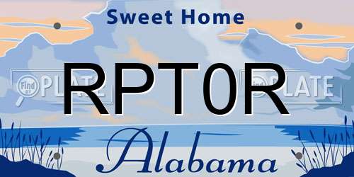 RPT0R Alabama License Plate