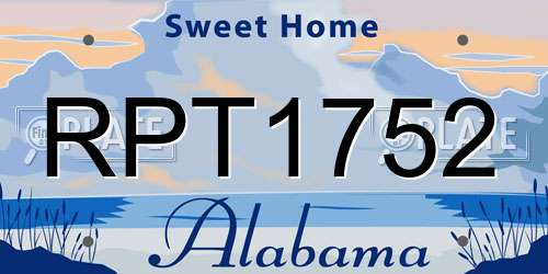 RPT1752 Alabama License Plate